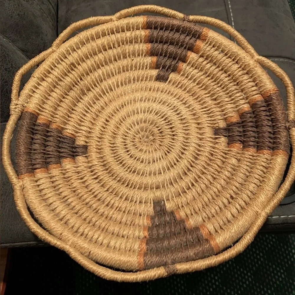 Handmade Coil Woven Twine Basket Santa Fe Style Native American Bowl